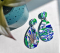 Patterned marble blue teardrops