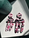 Patterned marble hot pink dangles